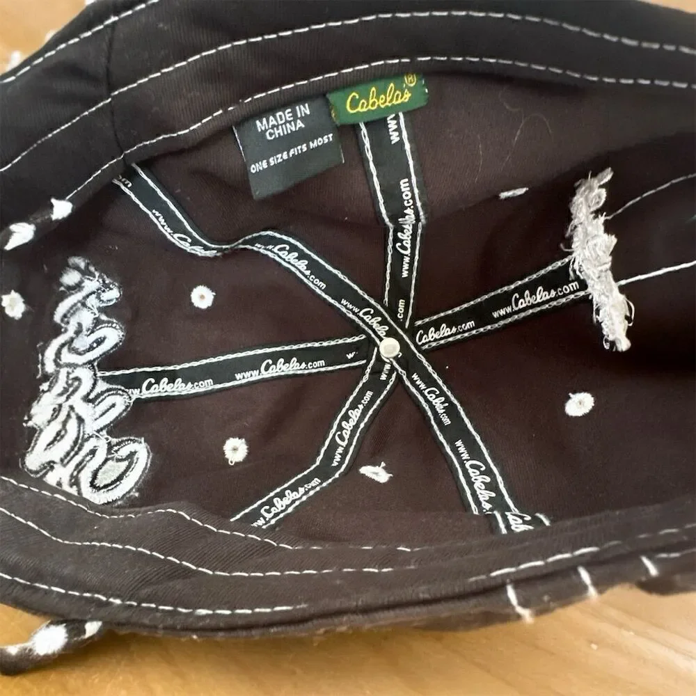 Cabela's Women's Black Embroidered Baseball Cap Adjustable Wide Back Opening